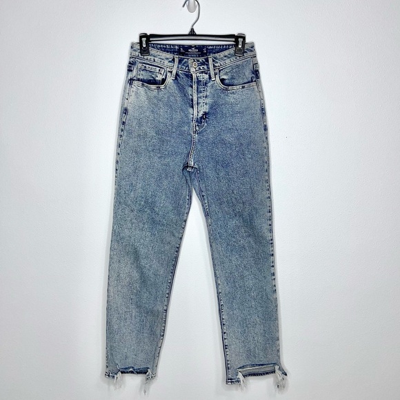 Hollister Ultra High Rise Vintage Straight Jeans Blue Acid Wash Sz 5 Long 27x30 - Picture 1 of 16